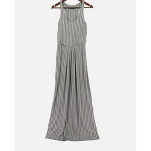 Tart Collections Maxi Dress Medium Gray Striped Modal Racerback Boho Long Resort